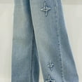 thumbnail image 5 of Eltusu Girls Jeans, Casual Loose Fit Elastic Waist Wide Leg Denim Pants Blue Size 14-16 T, 5 of 7