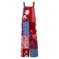 thumbnail image 4 of JULMCOMO 4th of July Jumpsuits for Women 1776 Plus Size Wide Leg Independence Day Rompers Stars Stripes Sleeveless American Flag Jumpsuits with Pockets Watermelon Red L, 4 of 7