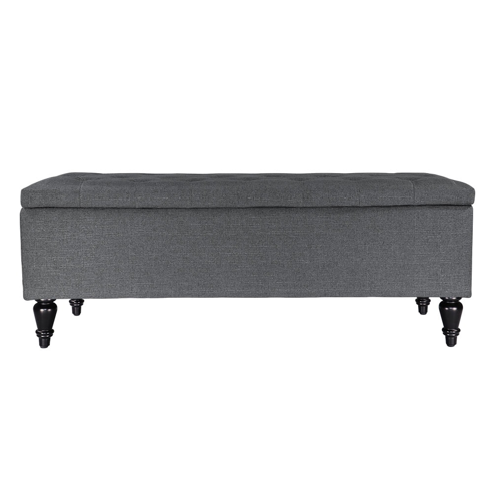 ABBLE W 45 in. x H 17.3 in. Gray Fabric Upholstered Storage Bench with Button-Tufted Seat
