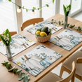 thumbnail image 5 of Thanksgiving Placemats Set of 4, Blue White Pumpkin Autumn Fall Leaf Washable Wipeable Table Mats for Dining Tables, Indoor Outdoor Kitchen Place Mats for Holiday Party Table Decor, 5 of 9