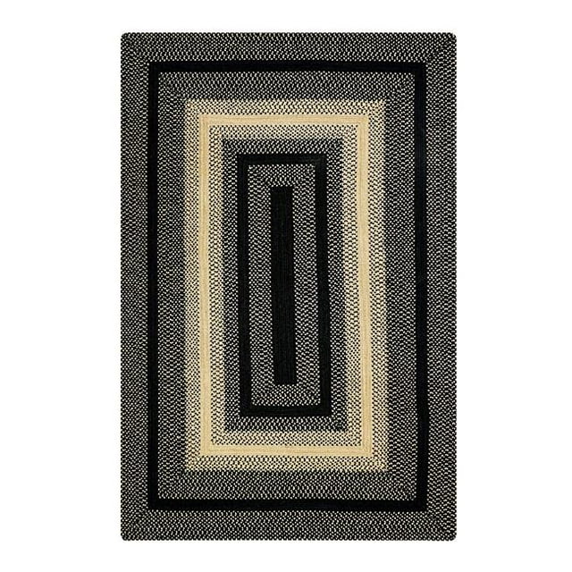 Homespice Decor 716170 8 x 10 ft. Blacksmith Ultra Wool Rectangular Braided Rug - Black, Natural