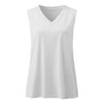 thumbnail image 4 of up to 60% off Gifts Usmixi Womens Tank Tops Casual Comfy Breathable Loose Fit Tunic Vest Tees Tops Summer Trendy Solid V-Neck Sleeveless Shirts Blouse White l, 4 of 5