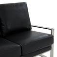 thumbnail image 6 of Leisuremod Jefferson Modern Leather Contemporary Loveseat With Silver Frame Mid-Century Living Room Loveseat Sofa (Black), 6 of 7
