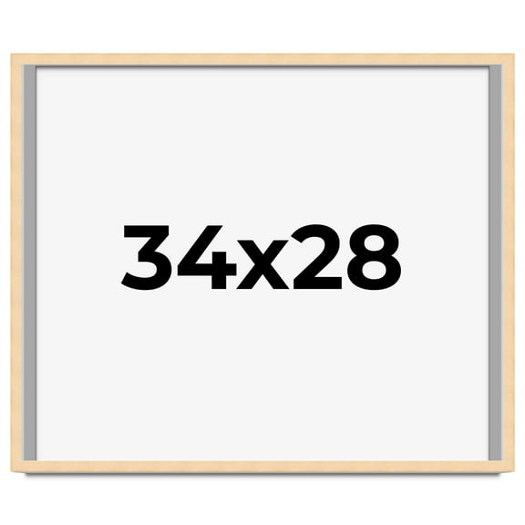 34x28 Frame Natural Wood Picture Frame | 0.75 Inch Moulding Width | with UV Acrylic Plexiglass,
