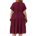 thumbnail image 4 of DARING DIVA Women's Plus Size Tiered Polka Dots Midi Babydoll Dress 4X Burgundy, 4 of 6
