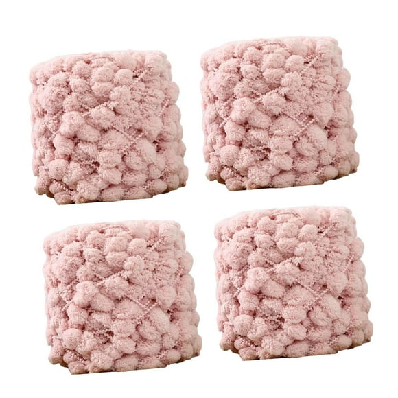 jesticaly 4piece Pompom Chunky Yarn Blanket Arm Knitting Crochet Soft And Thick Yarn For DIY Projects Chunky For Knitting Pink 40m per ball