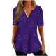 thumbnail image 1 of Tops Cortos para las Mujeres Impresas Blusas Botón Camiseta Manga Corta Cuello en V, Top de Moda para Primavera Verano, 1 of 5
