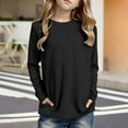 thumbnail image 2 of Teen Tshirts for Girls Black Girls Long Sleeve T Shirts with Pockets Girls Basic Crewneck Tops Fall Clothes Boy Shirts Size 11-12 Years, 2 of 5