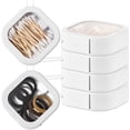 thumbnail image 1 of GHSDFBB 4 Pcs Hair Tie Organizer Portable Hair Accessory Storage Containers Stackable Hair Tie Holder Bobby Pin Holder Cotton Swab Dispenser Hair Accessories Organizer Box (White), 1 of 6
