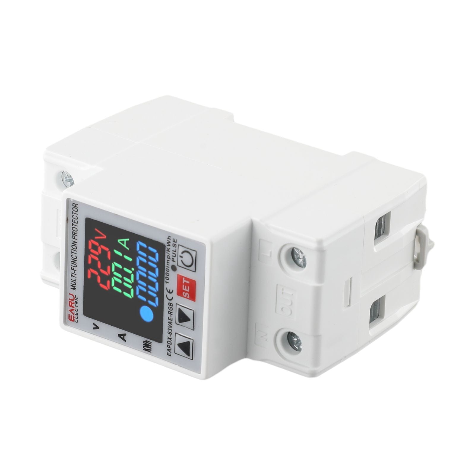 3In1 Display Protector Relay Current Protective Device Din Rail Over Voltage New