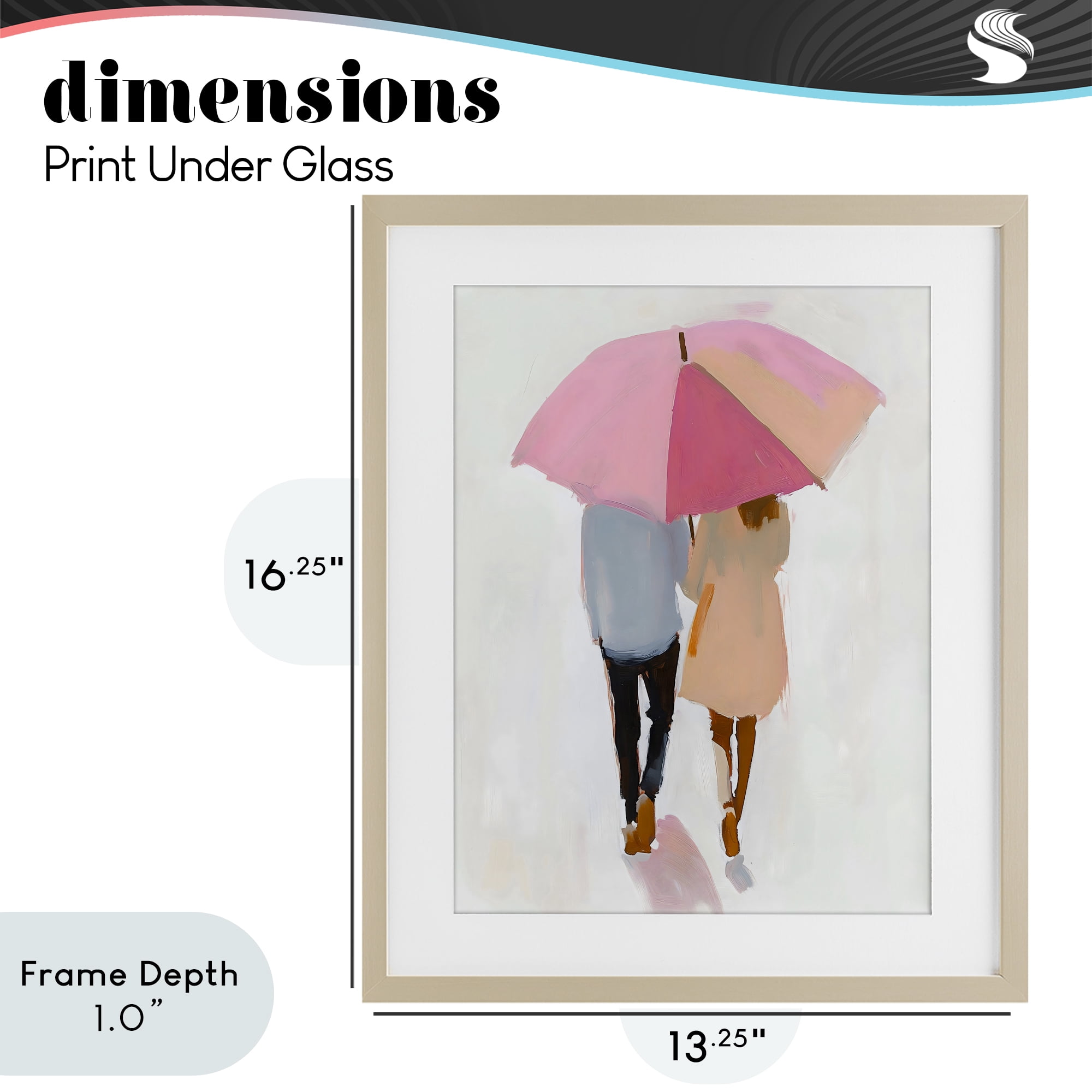 Stupell Industries Couple Stroll Under Umbrella Birch Framed Print Under Glass, design by The Prints Vibe