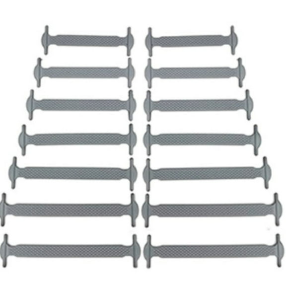 Jormftte No Tie Laces for Kids and Adults, 16 PCS Elastic Shoe Laces, grey Silicone Tieless Flat Shoelaces for Trainers, Running Shoes