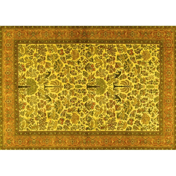 Ahgly Company Indoor Rectangle Persian Yellow Traditional Area Rugs, 7' x 10'