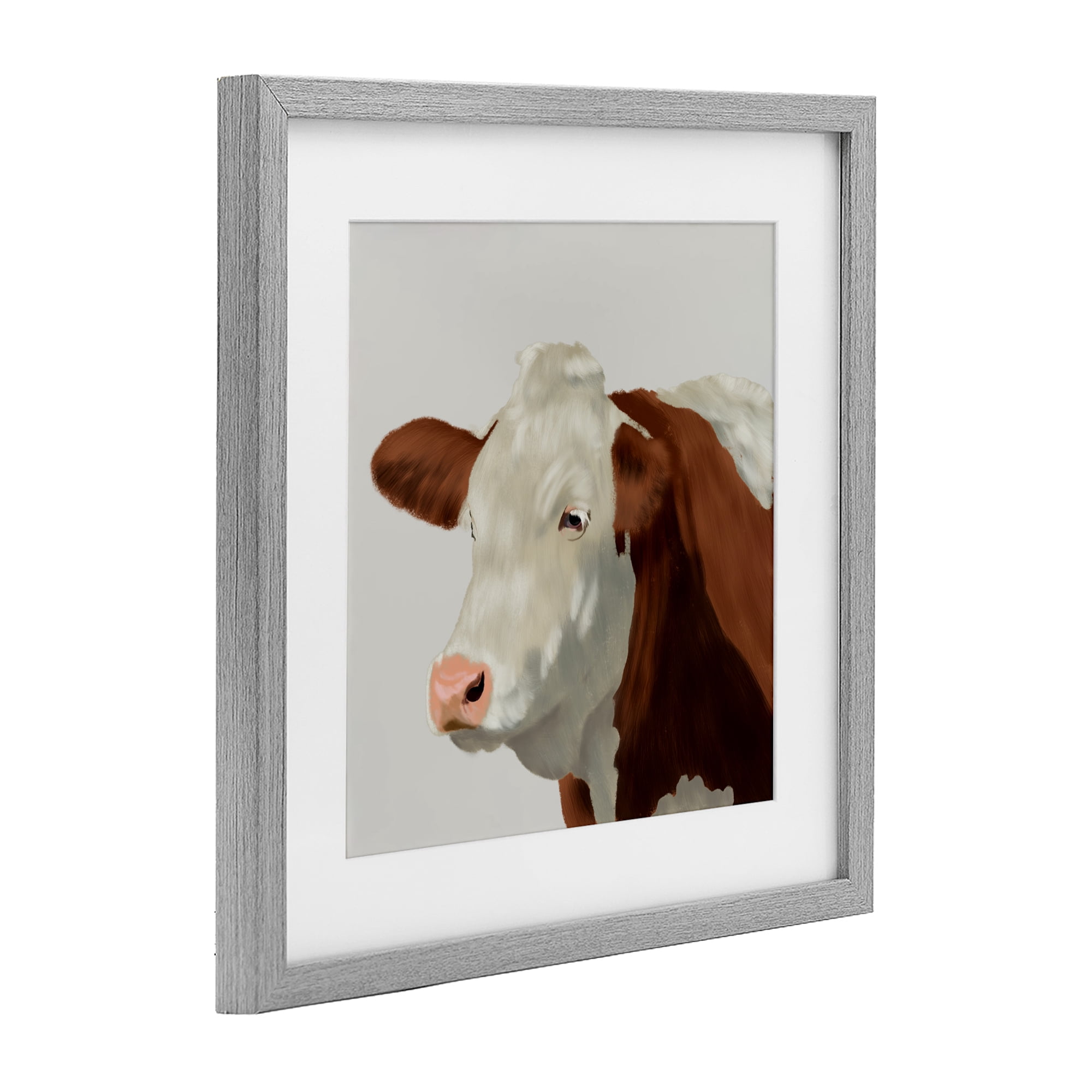 Stupell Industries Farm Friend Cow Portrait Gray Framed Print Under Glass, design by Marcus Prime
