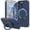 Navy Blue, variant on Dteck Liquid Silicone Case for iPhone 16 Pro Max, Fit for MagSafe, Magnetic Ring Kickstand Slim Phone Case with Tempered Glass Screen Protector Full Camera Protection,Deep Purple