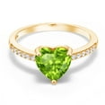 thumbnail image 2 of Gem Stone King 1.74 Ct Heart Shape Green Peridot 18K Yellow Gold Plated Silver Ring, 2 of 5