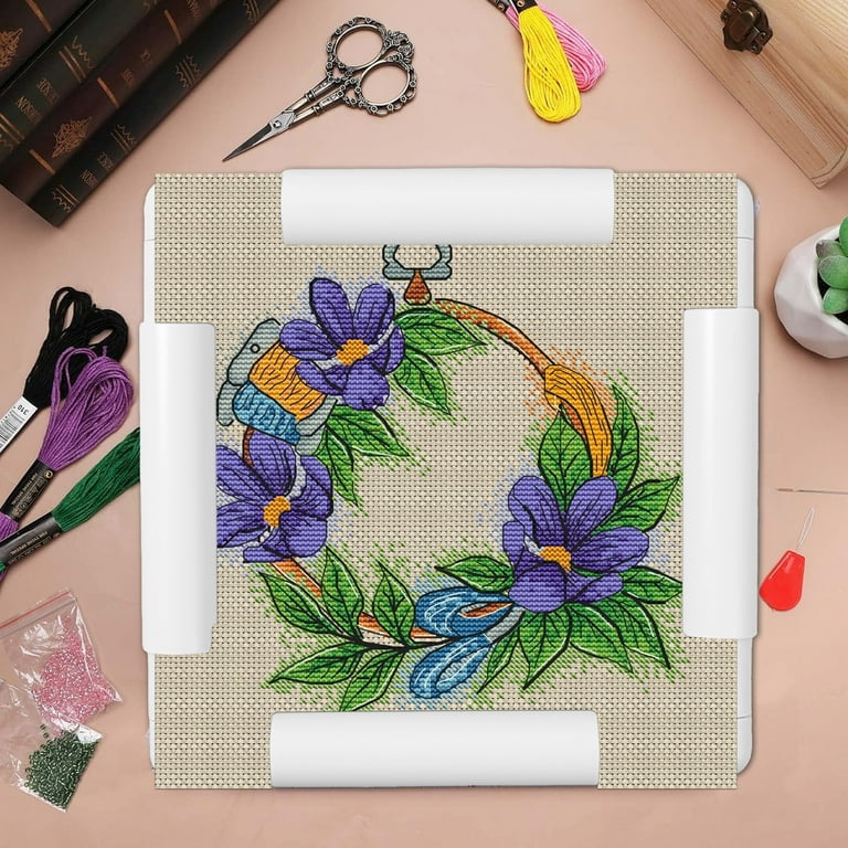 Shineshop814 Plastic Cross Stitch Frame Square Embroidery Hoop White DIY Sewing Tools Sewing Hoop Handhold Craft Clip Embroidery Snap Shineshop814 Plastic Cross Stitch Frame Square Embroidery Hoop White DIY Sewing Tools Sewing Hoop Handhold Craft Clip Embroidery Snap