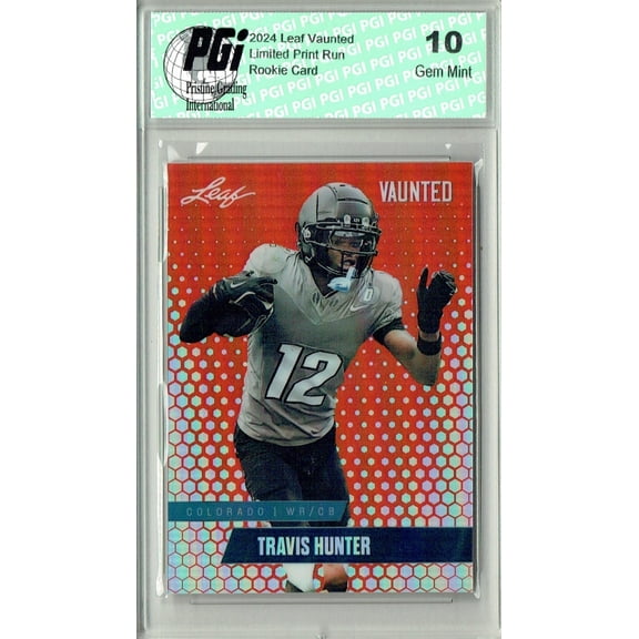 Travis Hunter 2024 Leaf Vaunted Metal #VM-18 Red The #1 of 2 Made Rookie Card PGI 10