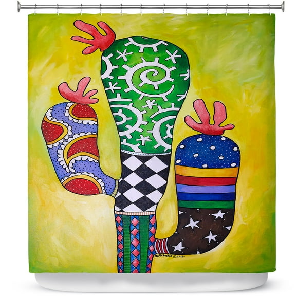 Shower Curtains 70" x 93" from DiaNoche Designs by Marley Ungaro - Starbrite Cactus