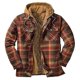 thumbnail image 2 of Chaqueta holgada de manga larga a cuadros gruesa acolchada con capucha para hombre Franela forrada acolchada, 2 of 4