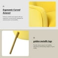 thumbnail image 3 of Fall Velvet Upholstered Accent Chair Metal Legs Curved Backrest Lounge Home Armchair Bedroom Adult Yellow, 3 of 10