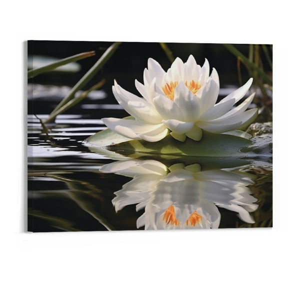 Creowell Canvas Prints Zen Wall Art Landscape White Lotus Flower Pictures for Bedroom Decoration Spiritual Meditation Poster Artwork for Spa Decor Framed Read to Hang(20 X 16In)