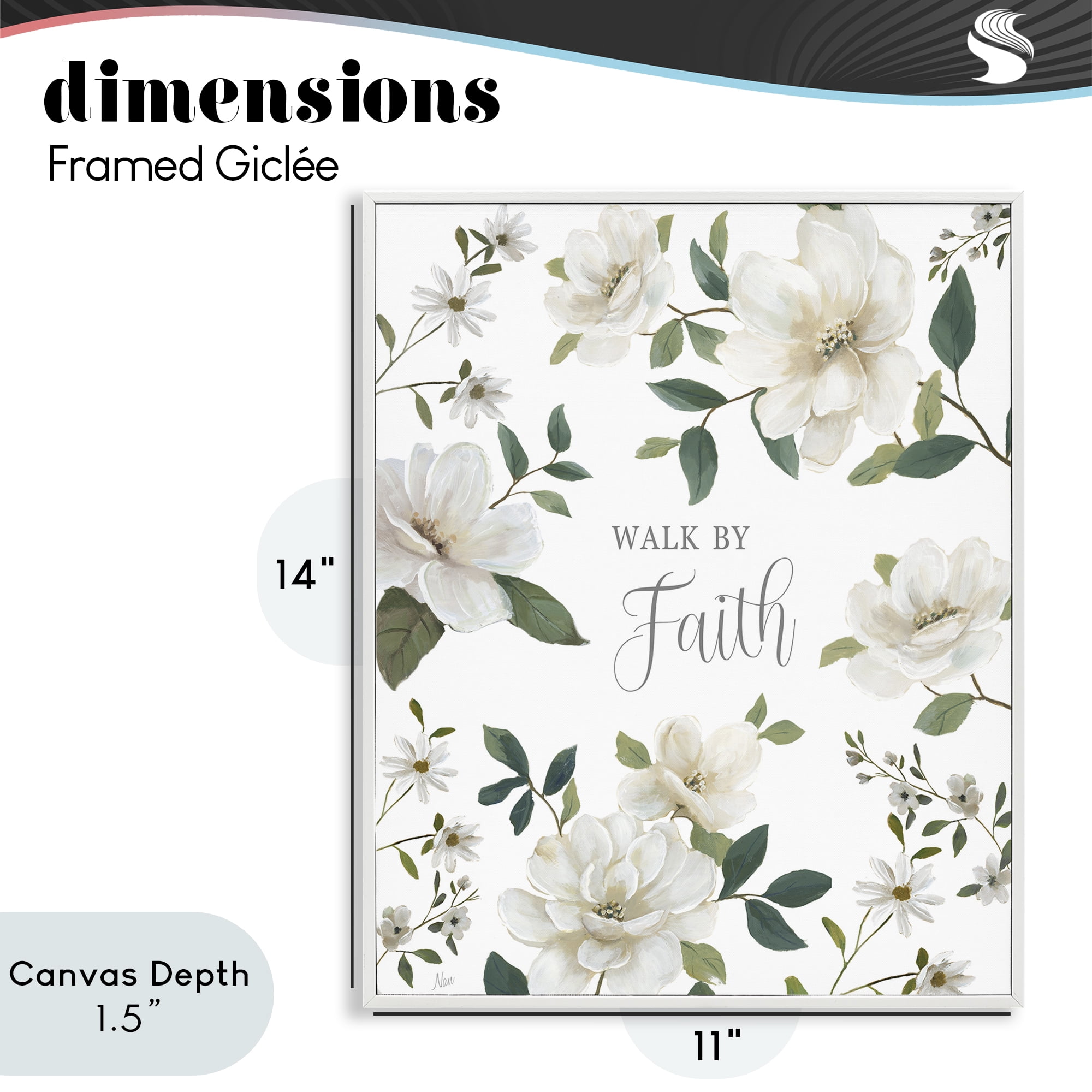 Stupell Industries Floral Walk By Faith White Framed Giclee Art, design by Nan