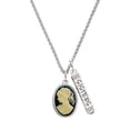 thumbnail image 1 of Delight Jewelry Silvertone Small Black Oval Cameo Silvertone Sisters Best Friends Forever Bar Charm Necklace, 23", 1 of 4