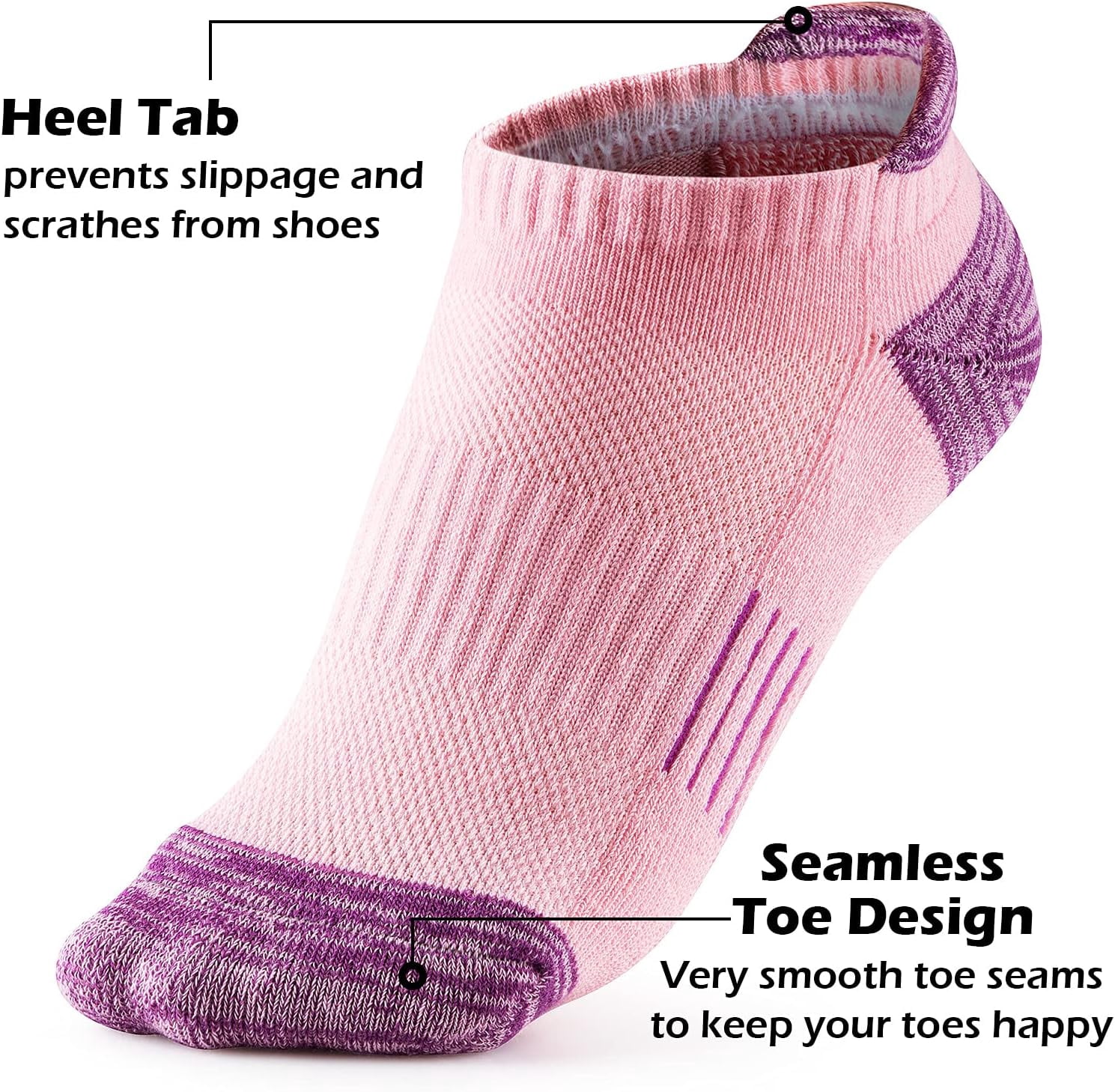 Womens Ankle Socks 5 Pairs Cushioned Running Athletic No Show Socks With Tab