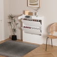 thumbnail image 6 of Fogcroll Shoe Storage Cabinet Narrow Shoe Cabinet Shoe Cabinet with 3 Flip Drawers for Entryway 4-Tiers Freestanding Shoe Cabinet Organizer Shoe Rack with Legs, 6 of 13