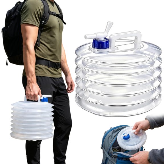 Collapsible Water Container with Spigot Portable Water Storage Jug Leakproof Water Canteen for Camping Emergency Preparedness