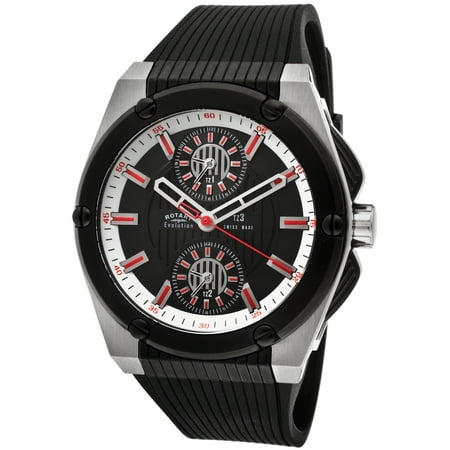 Rotary Egs00012-Tz3-04 Men's Evolution Black Rubber Black Dial Watch