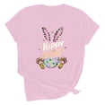 thumbnail image 5 of VBTAPA Women's Cute Easter Shirts Funny Bunny Eggs Print Short Sleeve T-Shirt Casual Loose Blouse Tops Pink XXL, 5 of 6