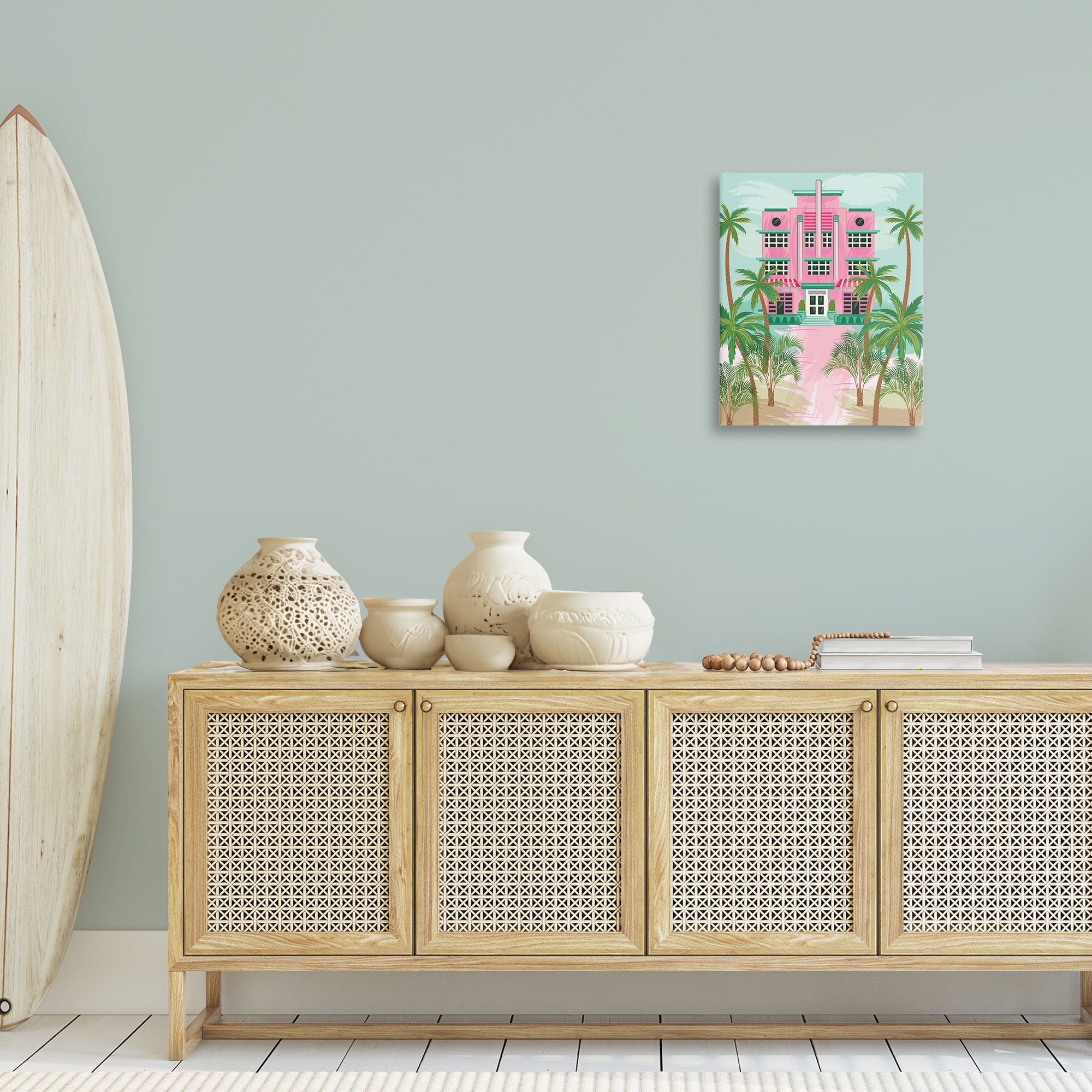 Stupell Industries Tropical Palm Hotel Nautical & Beach Painting Wrapped Canvas Art Print Wall Art, 16 x 20