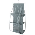 thumbnail image 1 of Organizador de cartera con 6 bolsillos para colgar, organizador de bolsos, estante de almacenamiento, percha para armario, 1 pieza, color gris, 1 of 4