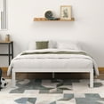 thumbnail image 3 of VOLIX 14" Heavy Duty Noise-fee Wide Metal Slat Deluxe Mattress Support Bed Frame Base C, White King, 3 of 9