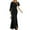 Black, variant on Women's Round Neck Maxi Dress Split Bodycon Mermaid Dress-S,Wine Red