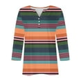 thumbnail image 5 of Dazajoo V Neck 3/4 Sleeve Tops for Women Striped Colorblock Summer Loose Fit Henley Shirts 2024 Womens Casual Baggy Tees,Pink,XXXL, 5 of 5