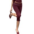thumbnail image 3 of Womens Capri Leggings Low Waisted Slim Leg Polka Dots Capris Split Hem Cropped Yoga Pants, S, 3 of 9
