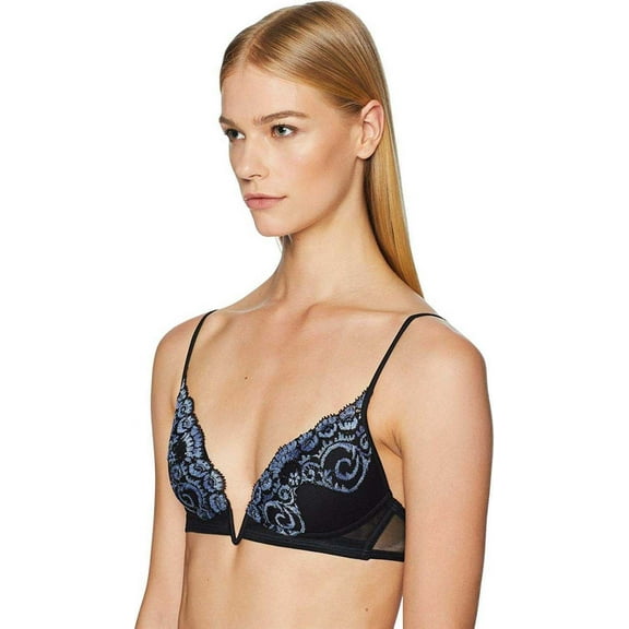 La Perla Women’s Amethyst Padded Triangle V-Bra (Black/Jeans, 36C)