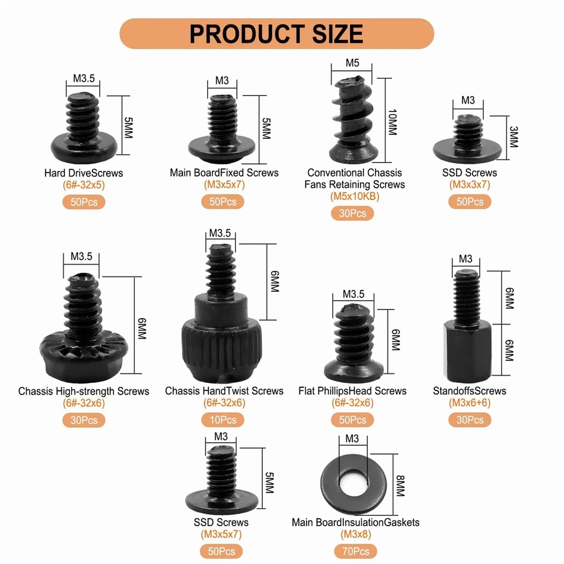 CIRCLE- 420Pcs Computer Screw Kit Motherboard Standoffs Assorted Screws For Pc Case H...