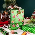 thumbnail image 2 of HOMERAL Christmas Wrapping Paper Roll - Green Gift Wrap with Reindeer, Gift Box, Santa Claus, Candy Cane and Snowflake - Perfect for Christmas - 17 Inch X 33 Feet, 2 of 6