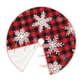 thumbnail image 2 of Daiia Snowflakes On A Buffalo Plaid Drawing Merry Christmas Tree Skirt , Xmas Large Lace-up Tree Skirt, Santa Snowflakes Rustic Home Decorations New Year Party Farmhouse Decor-30", 2 of 7
