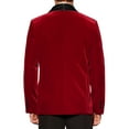 thumbnail image 3 of INSPIRE CHIC Men's Shawl Lapel Blazer One Button Slim Fit Wedding Velvet Tuxedo Suit Jacket L Dark Red, 3 of 4