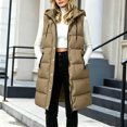 thumbnail image 5 of IUYRTFE Women's Long Hooded Puffer Vest with High Collar and Zipper Front Quilted Winter Coat with Pockets, 5 of 7