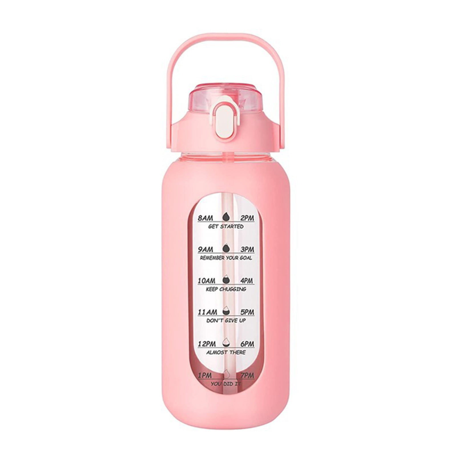 Borosilicate Glass Water Pitcher 56 Oz Glass Water Bottle with Straw Time Marker Bpa-free Half Gallon Water Jug for Gym Workout Silicone Sleeve