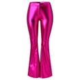 thumbnail image 4 of Kureaily Women's Shiny Metallic Flared Pants High Waisted Stretchy Bell Bottom Wide Leg Pants Trousers Women Summer Pants, 4 of 4