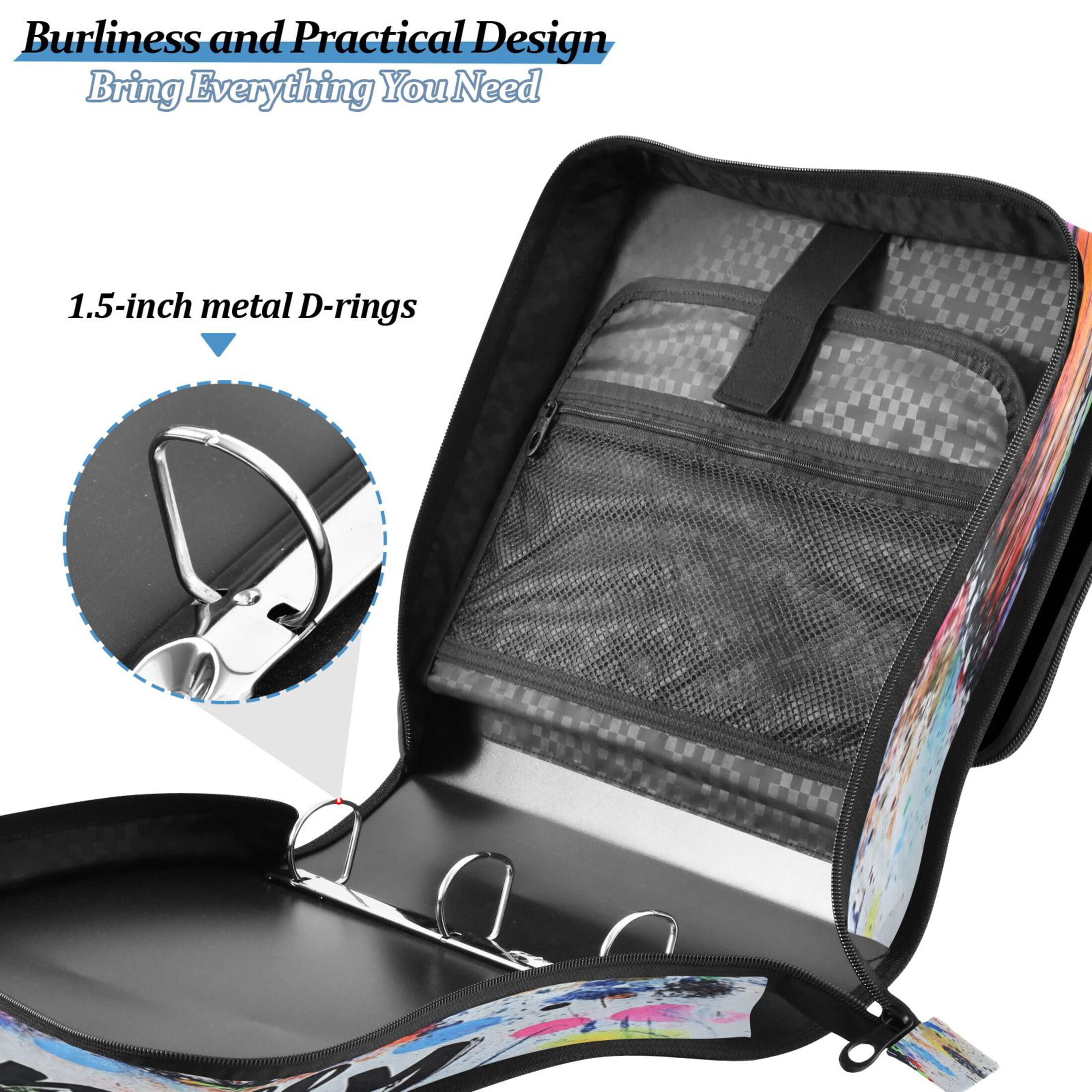 YAZAOO Zipper Binder trapper keeper Documents Organized Design Vibrant Metamorphosis Printed