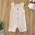 thumbnail image 4 of Nouveau-né Bébé Garçon Fille Combinaison Sans Manches Rompers Solide Salopette Vêtements d'Été, 4 of 4