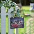 thumbnail image 2 of Welcome Sign for Front Door Farmhouse Wall Porch Fall Home Outside Indoor Christmas Decor 14"x10" PVC American Flag Colored Butterfly with Flower, 2 of 6